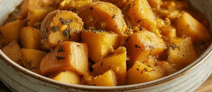 Kartoffelwürfel mit Curry aus dem Airfryer