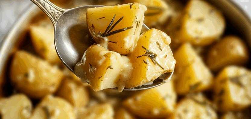 Kartoffelwürfel mit Knoblauch und Rosmarin – so sieht es fertig aus