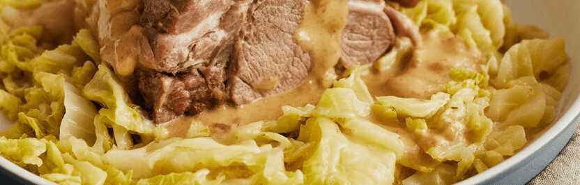 Kasseler mit 600 g Wirsing in Senf Sahnesauce, immer lecker – so sieht es fertig aus