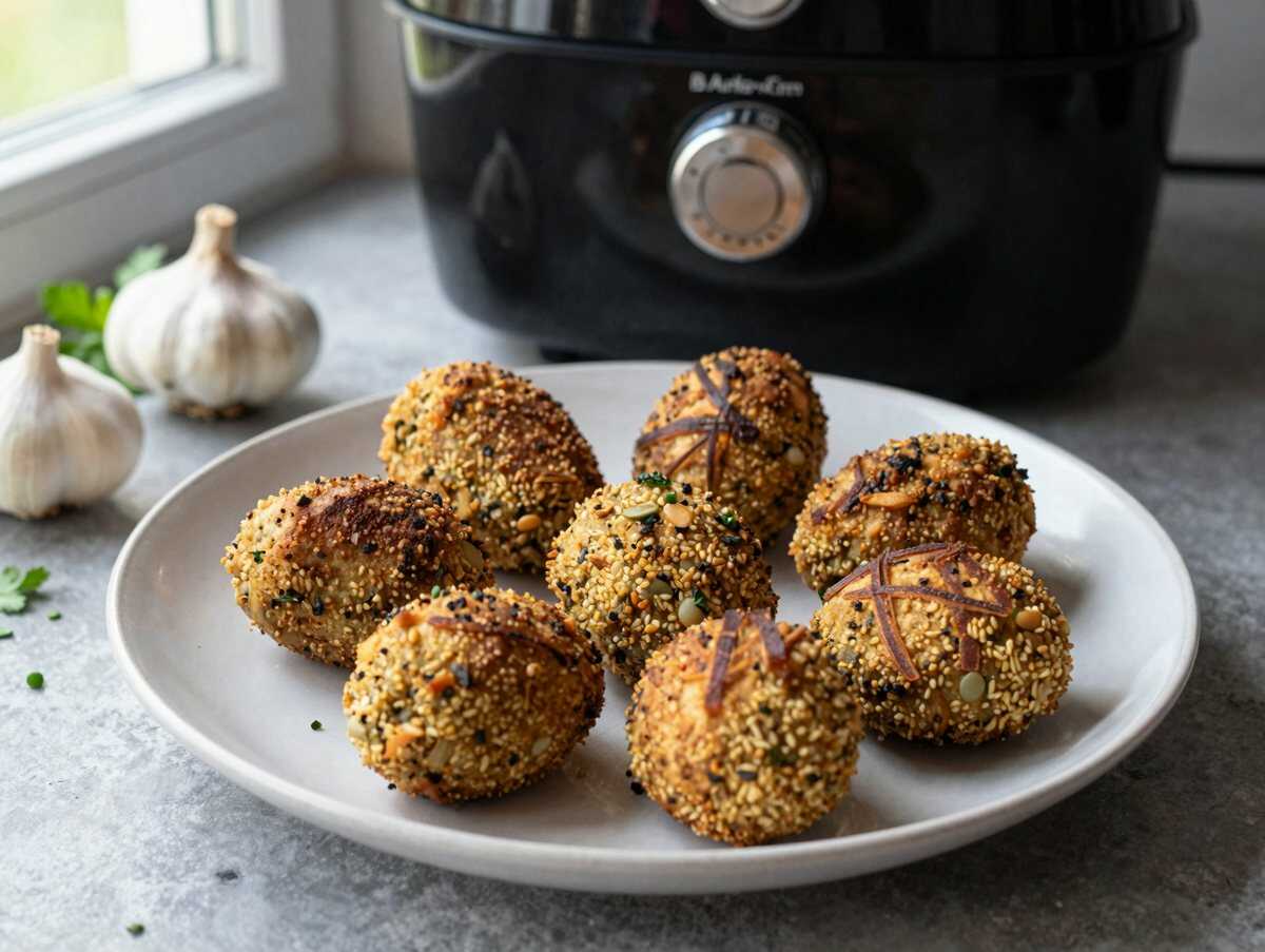 Kichererbsen-Falafel orientalisch aus dem Airfryer – während der Zubereitung