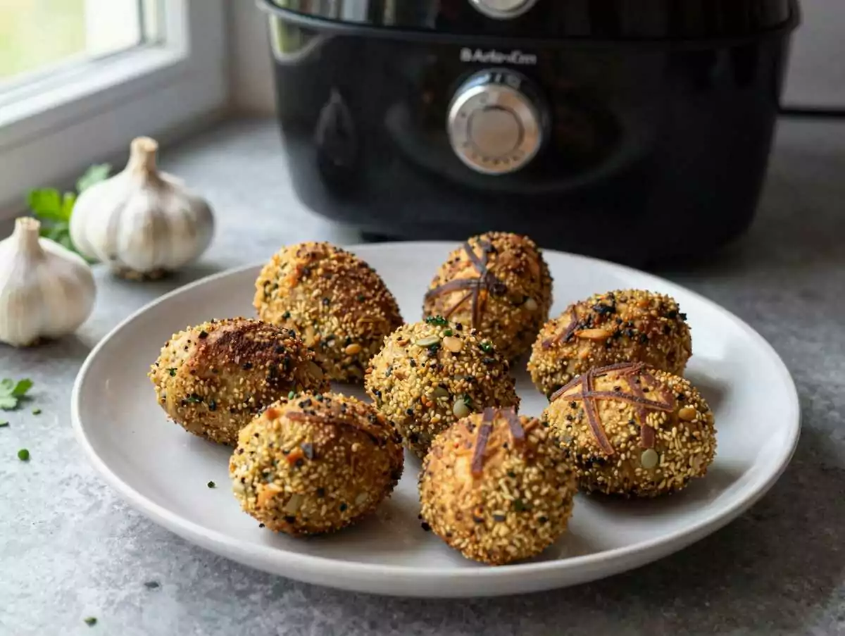Kichererbsen-Falafel orientalisch aus dem Airfryer – während der Zubereitung