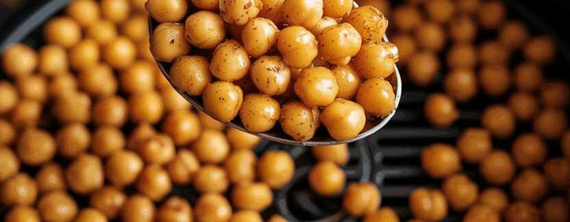 Kichererbsen geröstet aus der Heißluftfritteuse – so sieht es fertig aus