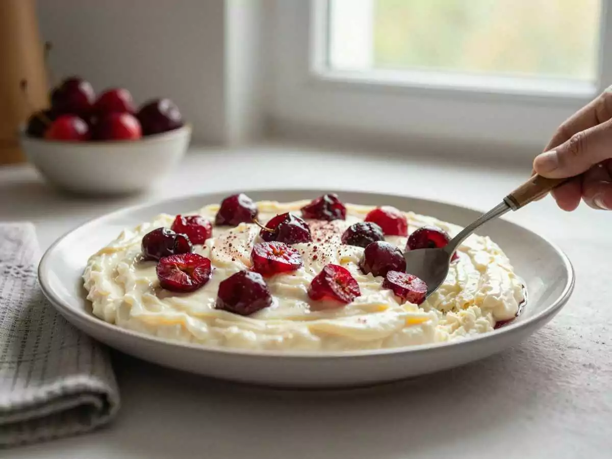 Kirschkuchen aus Ungarn mit 350 g Speisequark – während der Zubereitung