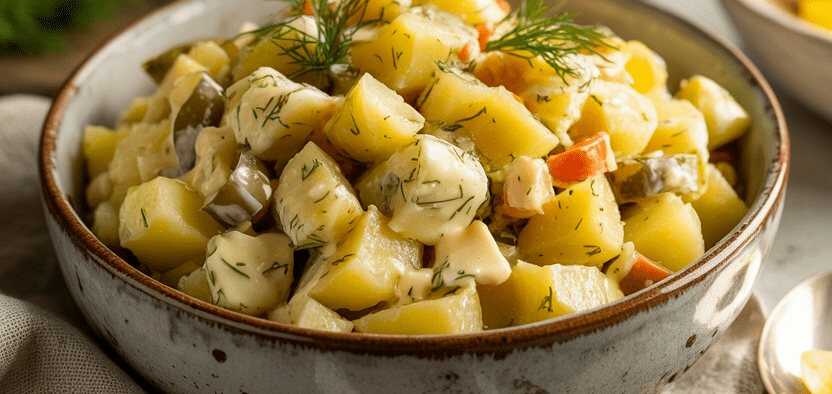Klassischer Olivier Salat (Russischer Kartoffelsalat) – so sieht es fertig aus