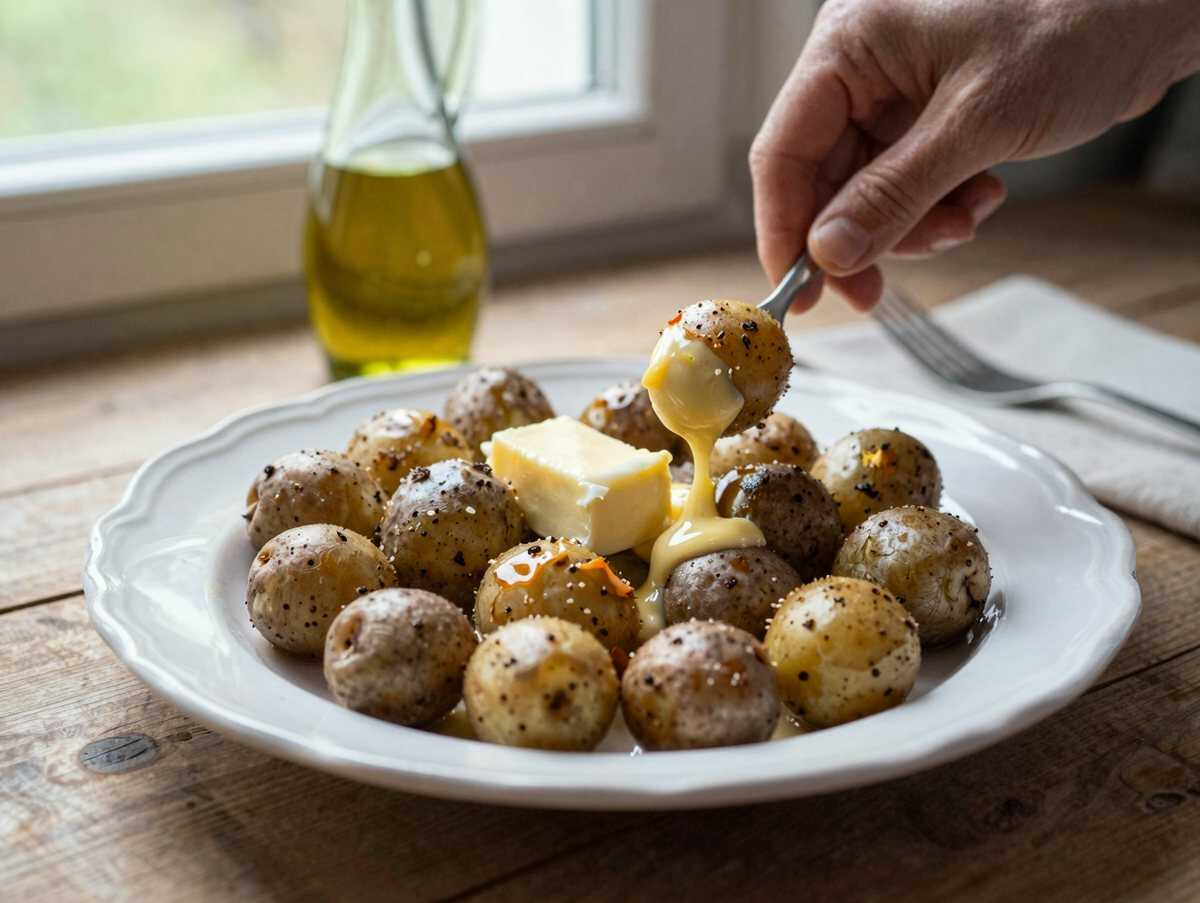 Knoblauch-Butter-Kartoffeln aus dem Ofen, einmal probiert, immer wieder gemacht – während der Zubereitung