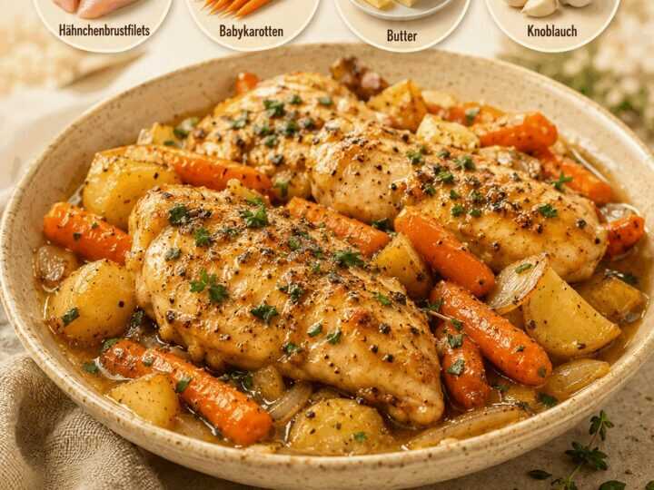 Knoblauch-Butter-Hähnchen und Gemüse aus dem Slow Cooker für gemütliche Abende