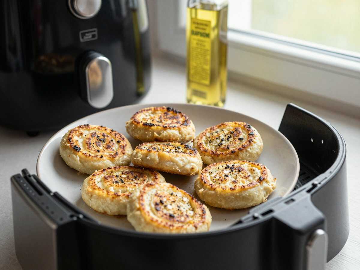 Knödel vom Vortag knusprig gebraten im Airfryer – mit Zutaten, die du sowieso zu Hause hast – während der Zubereitung