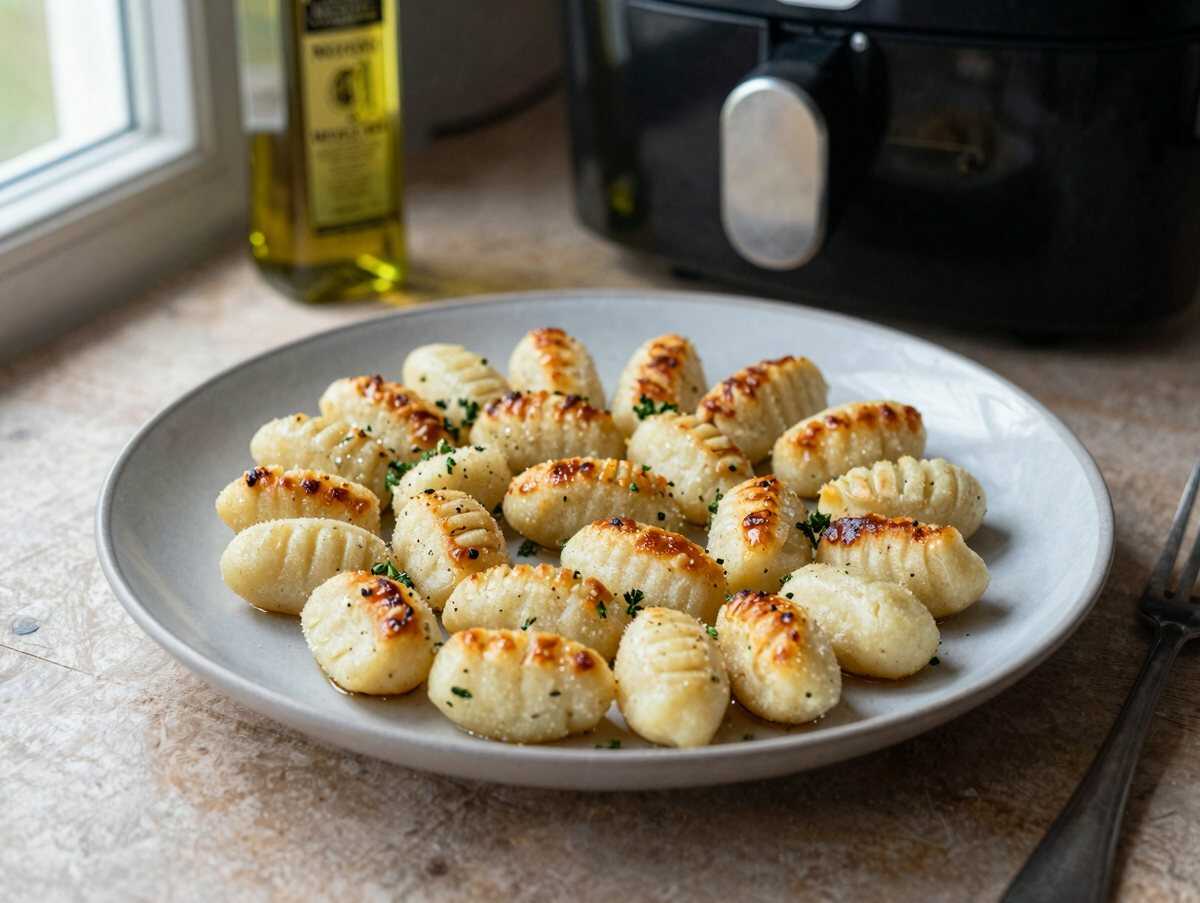 Knusprige Gnocchi mit Kräutern aus dem Airfryer – während der Zubereitung