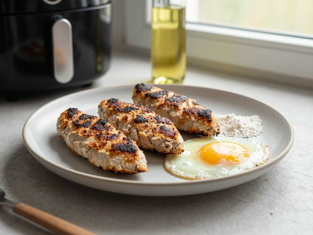 Knusprige Hähnchen-Bites für Wraps aus dem Airfryer – während der Zubereitung