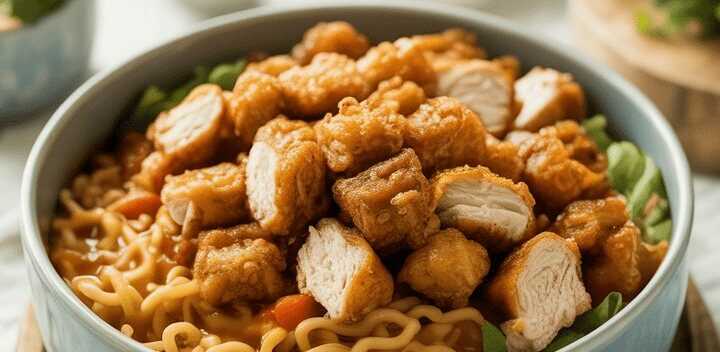 Knusprige Hähnchenwürfel als Bowl-Topping