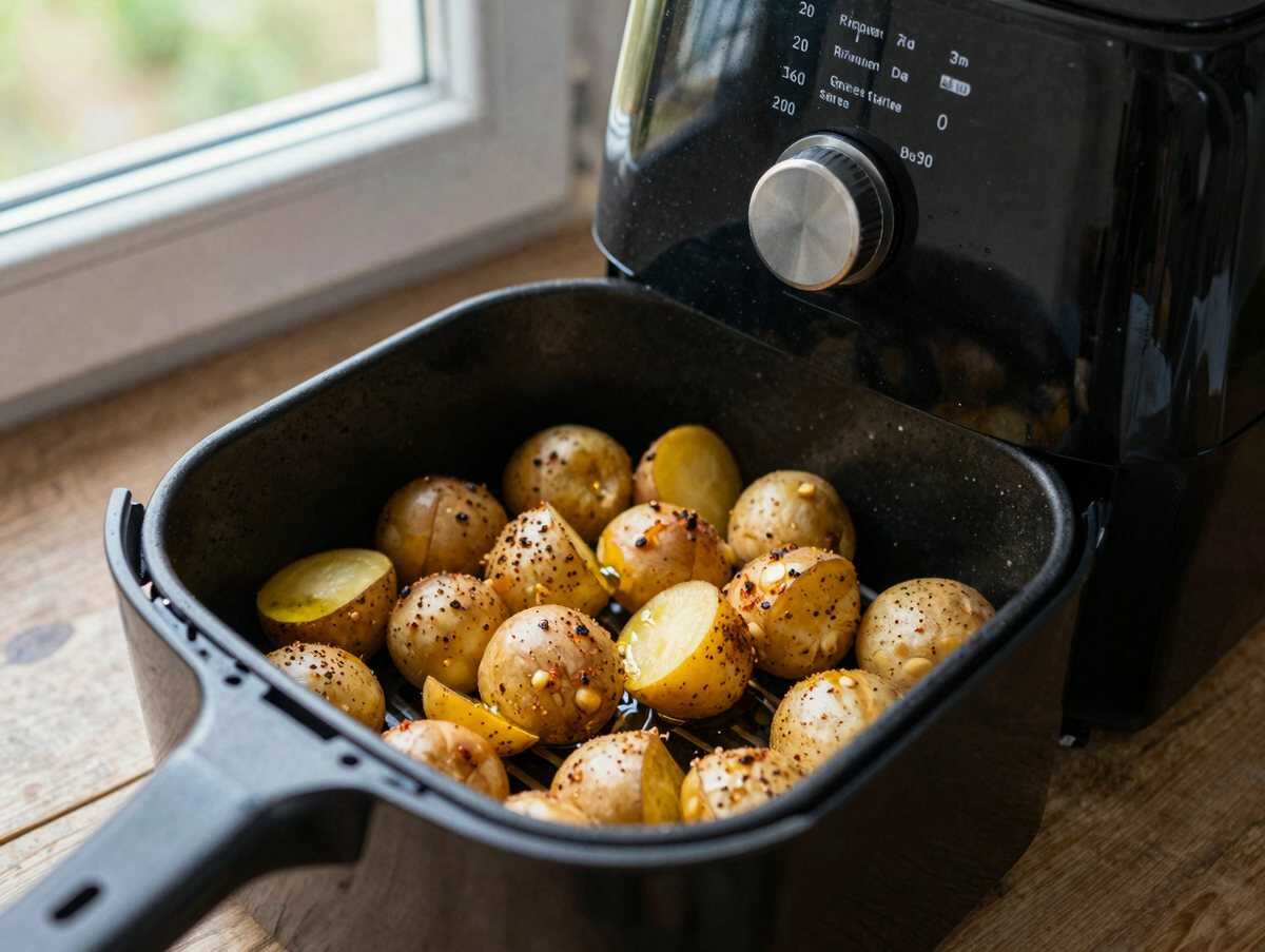 Knusprige Kartoffelecken aus dem Airfryer – Kinder lieben dieses Rezept – während der Zubereitung
