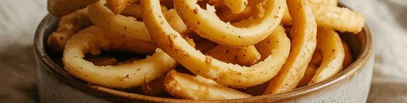 Knusprige Kartoffelspiralen aus der Heißluftfritteuse – so sieht es fertig aus