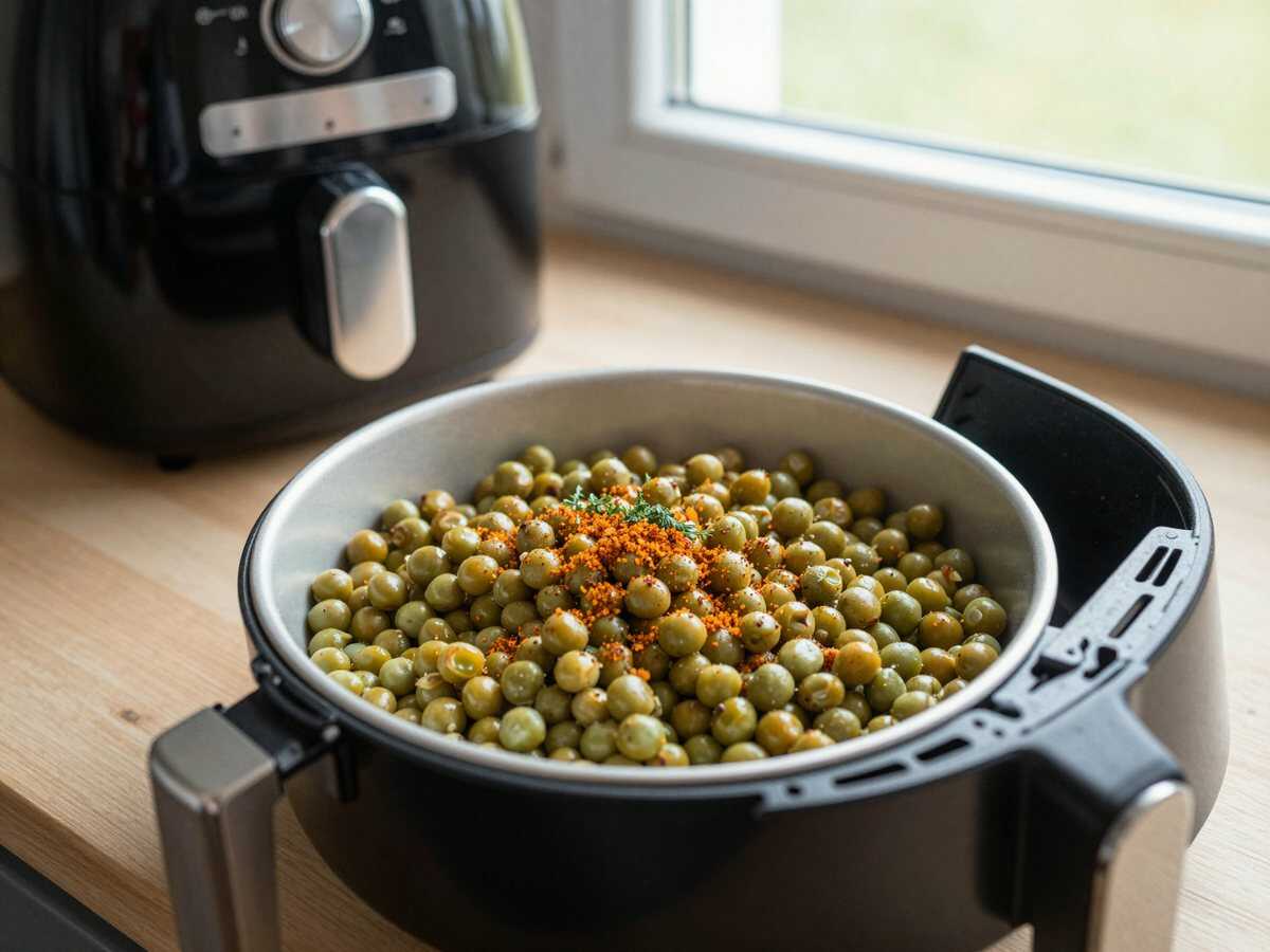 Knusprige Kichererbsen als Snack aus dem Airfryer, wie bei Oma, nur schneller – während der Zubereitung