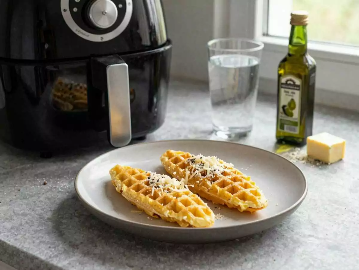 Knusprige Polenta-Ecken aus dem Airfryer – während der Zubereitung