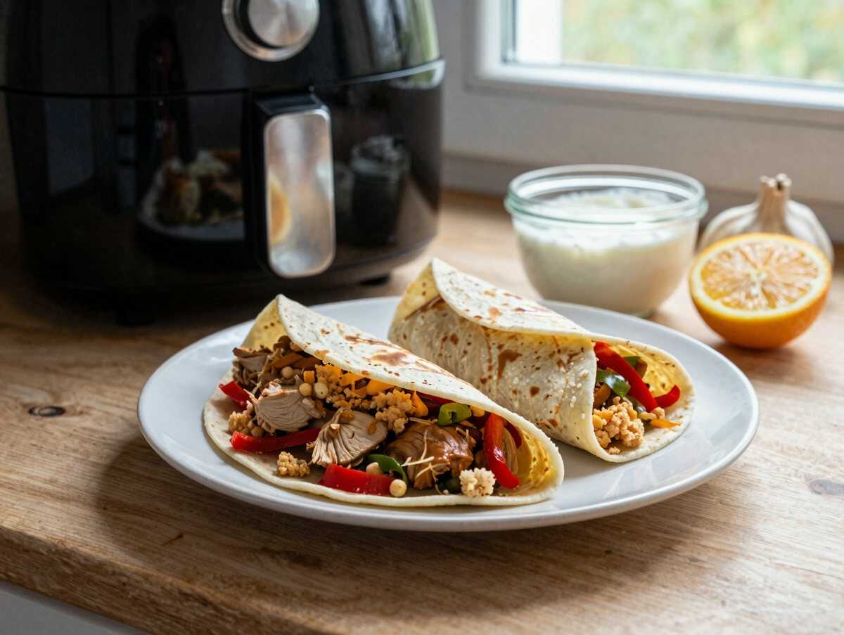 Knusprige Wrap-Füllungen aus dem Airfryer – während der Zubereitung