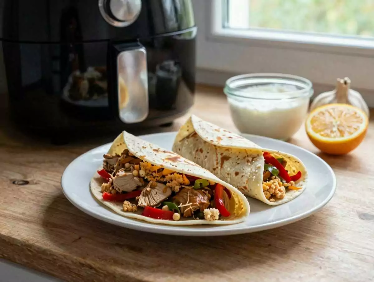 Knusprige Wrap-Füllungen aus dem Airfryer – während der Zubereitung