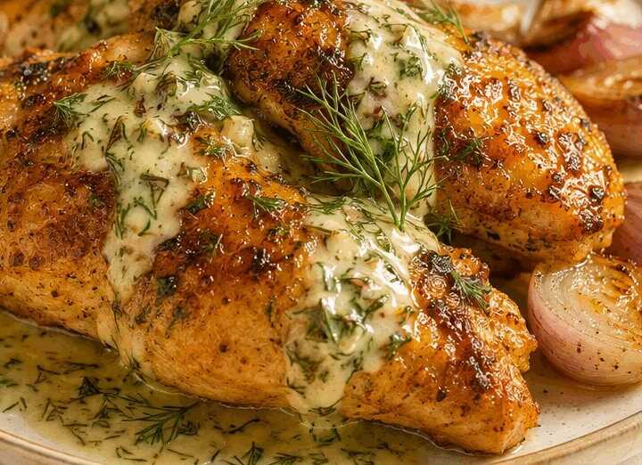 Knuspriges Hähnchen mit Dill-Knoblauch-Sauce: Frühlingsgenuss pur!
