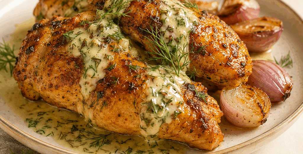 Knuspriges Hähnchen mit Dill-Knoblauch-Sauce: Frühlingsgenuss pur!
