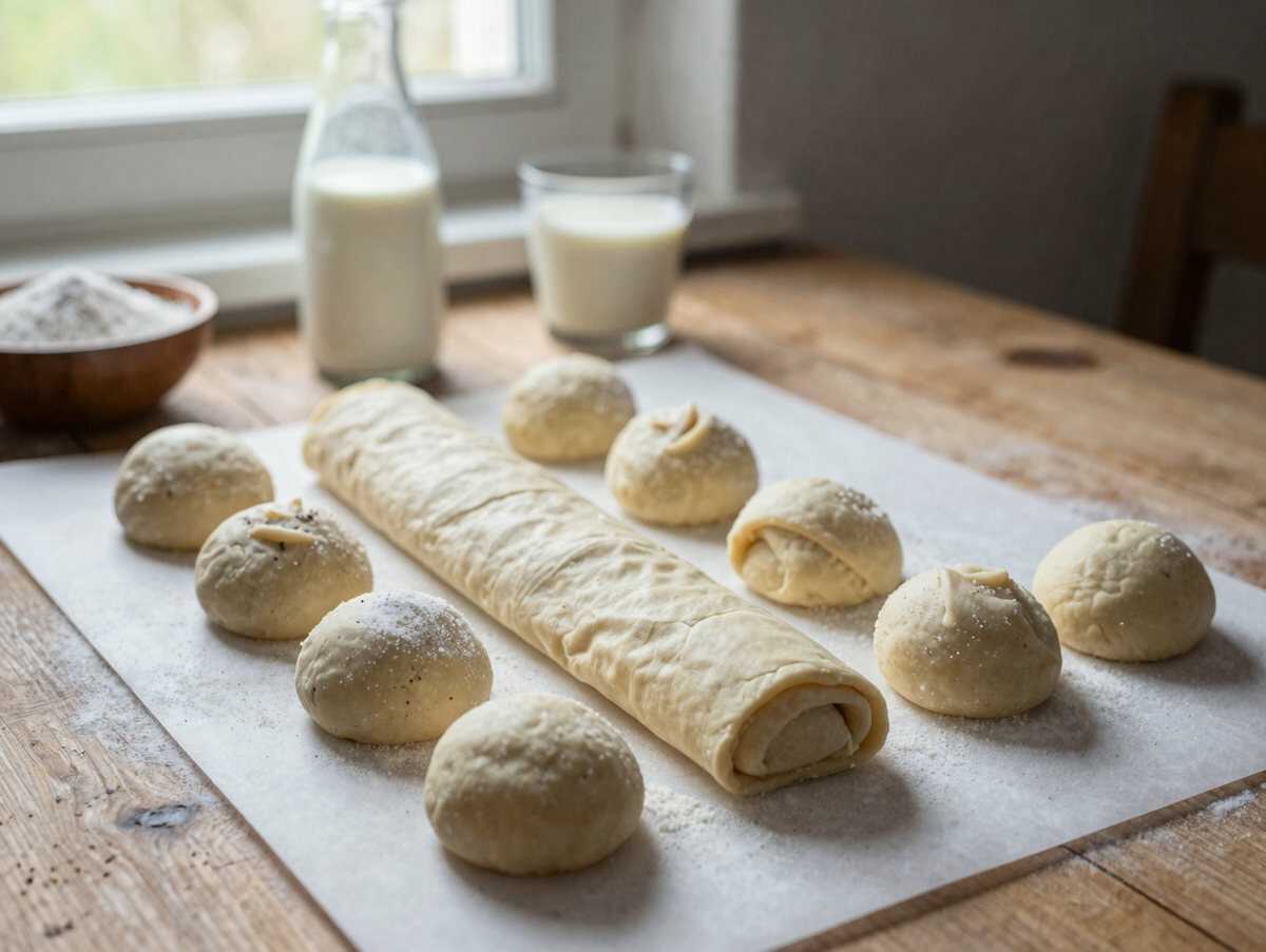 Köstlich: Entdecke das unwiderstehliche Rezept für süße Dampfnudeln! – während der Zubereitung