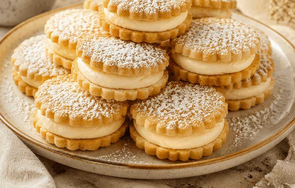 Kekse mit cremiger Milchfüllung