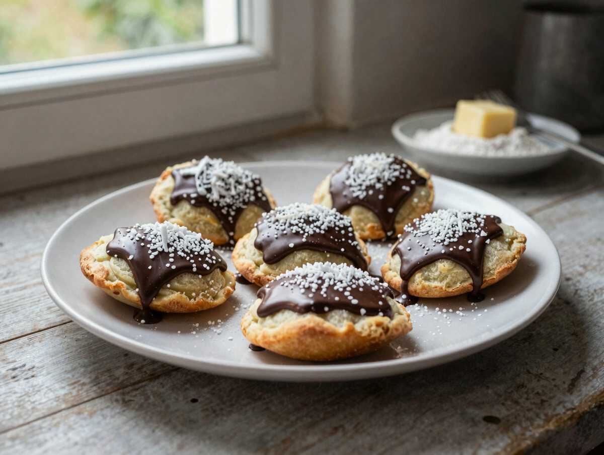 Köstliche Kokosplätzchen mit weißer Schokoladenfüllung – Ein unwiderstehliches Rezept! – während der Zubereitung