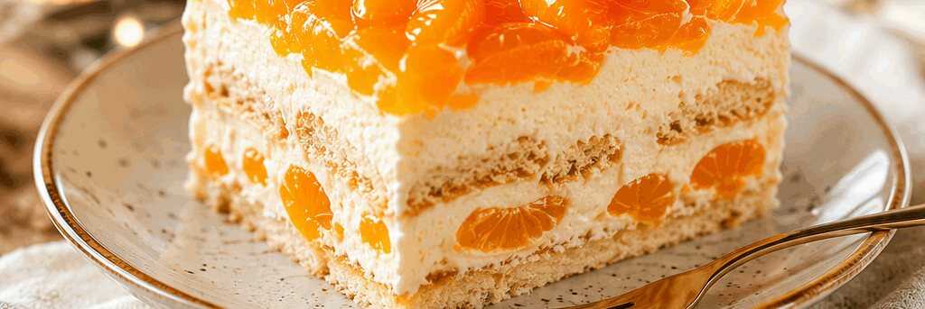 Köstliche Philadelphia-Mandarinen-Torte mit Löffelbiskuit - Jetzt ausprobieren! – so sieht es fertig aus