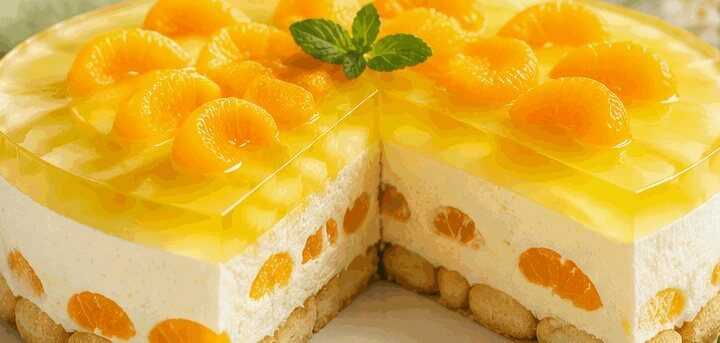 Köstliche Philadelphia-Torte mit Mandarinen und Löffelbiskuits – Schnell und ganz ohne Backen!