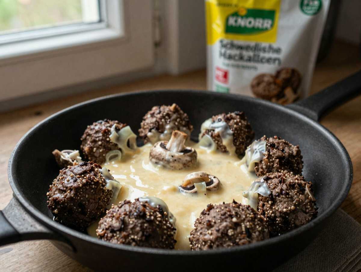 Köstliche Schwedische Hackbällchen in Cremiger Pilzsoße: Ein Rezept, das Sie Probieren Müssen! – während der Zubereitung