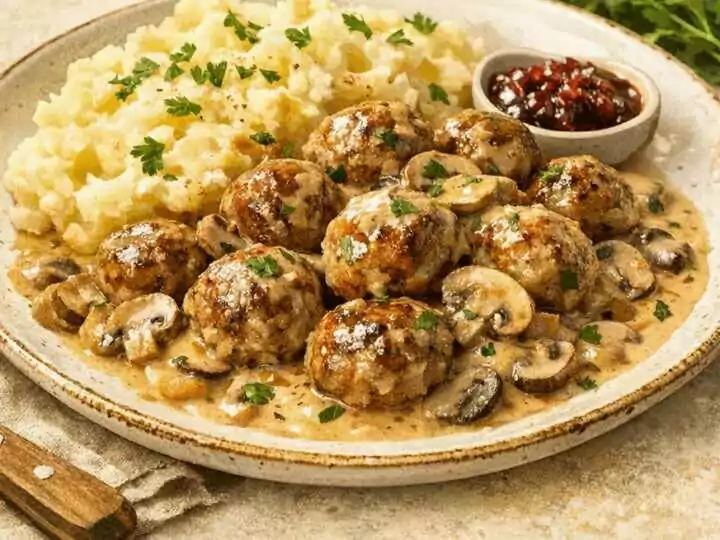 Schwedische Hackbällchen in Cremiger Pilzsoße