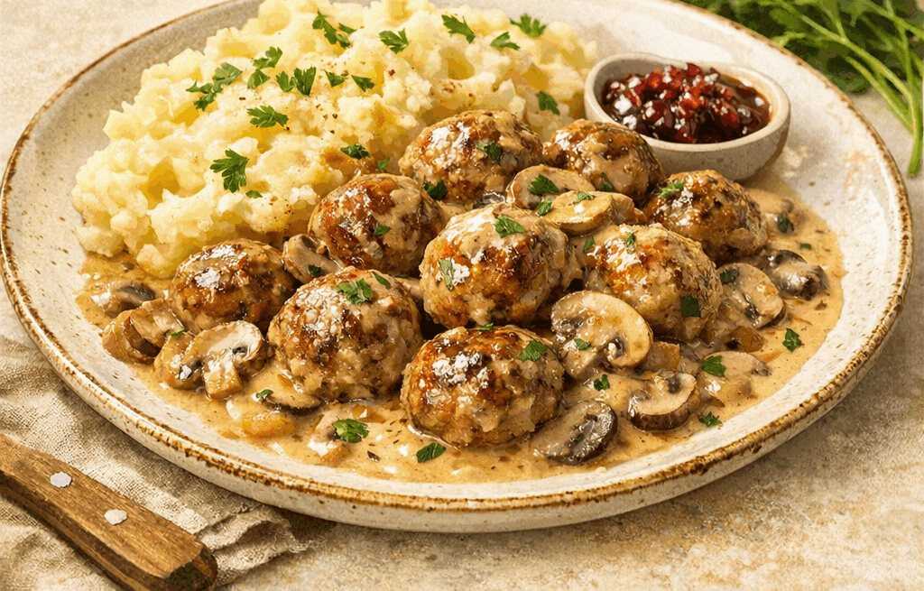 Schwedische Hackbällchen in Cremiger Pilzsoße