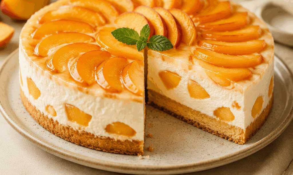Torte mit Pfirsich und Joghurt
