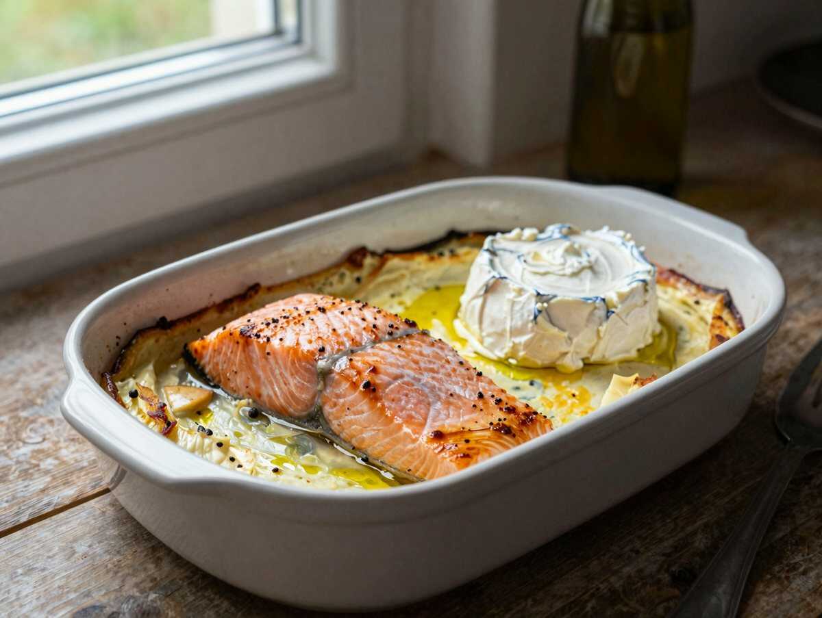 Köstlicher Baked Boursin Lachs in nur 30 Minuten – Gourmet-Genuss garantiert! – während der Zubereitung