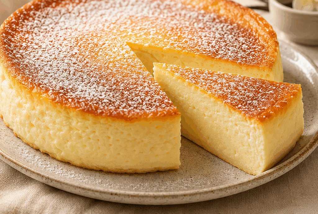 Käsekuchen ohne Boden mit Vanillepudding