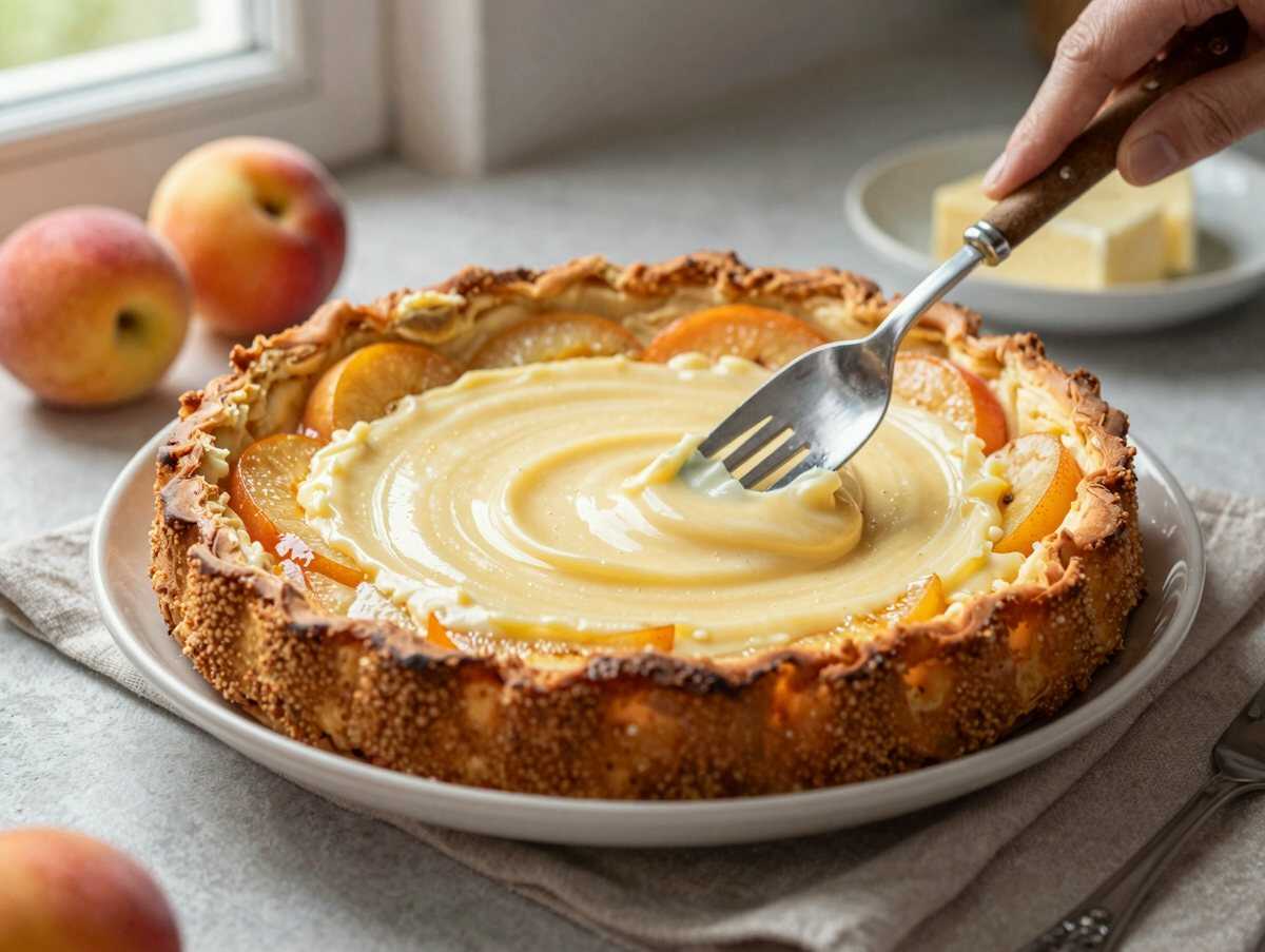 Köstlicher Käsekuchen-Traum mit Aprikosen und Streusel – So gelingt das perfekte Rezept! – während der Zubereitung