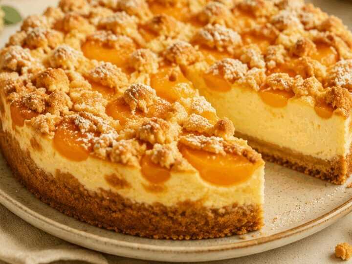 Köstlicher Käsekuchen-Traum mit Aprikosen und Streusel – So gelingt das perfekte Rezept!
