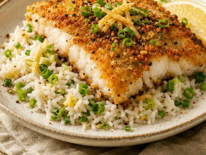 Köstlicher Knusperfisch mit Ingwer-Schnittlauch-Reis – Ein Geschmackserlebnis!