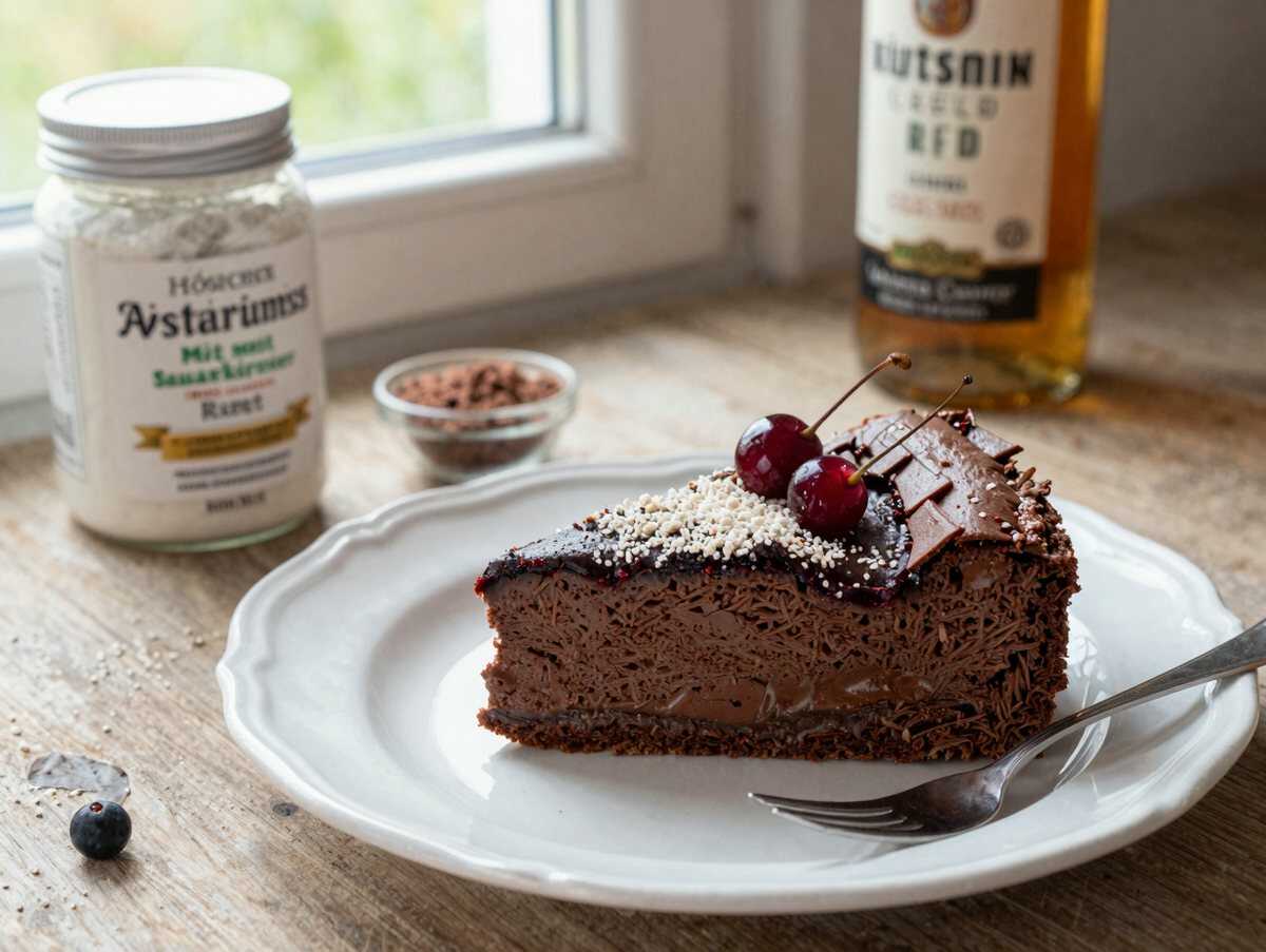 Köstlicher Schoko-Nusskuchen mit Sauerkirschen - Unwiderstehliches Rezept entdecken! – während der Zubereitung