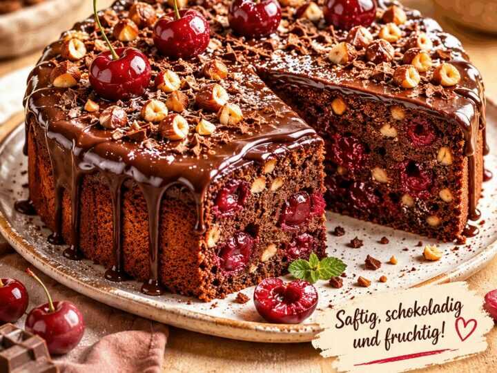 Köstlicher Schoko-Nusskuchen mit Sauerkirschen – Unwiderstehliches Rezept entdecken!