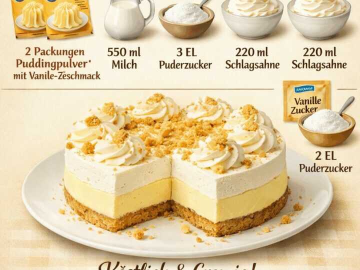 Köstlicher Vanillecreme-Kuchen: Einfaches Rezept ohne Backen!