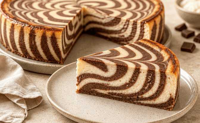 Köstlicher Zebra-Käsekuchen: Das einfache Rezept ohne Boden!