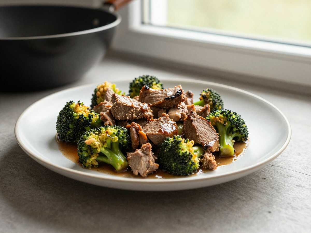 Köstliches chinesisches Rindfleisch-Brokkoli-Wok-Gericht in nur 30 Minuten zubereiten! – während der Zubereitung