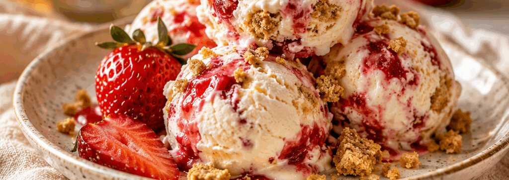 Köstliches Erdbeer-Käsekuchen-Eis, das Sie unbedingt probieren müssen! – so sieht es fertig aus