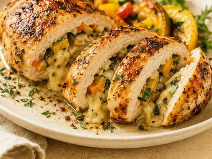 Köstliches Geflügel-Prahlstück: Frühlingsgefülltes Hähnchen für ein Farbenfrohes Abendessen!