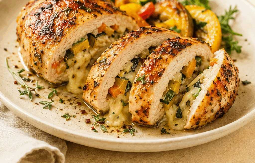 Köstliches Geflügel-Prahlstück: Frühlingsgefülltes Hähnchen für ein Farbenfrohes Abendessen!
