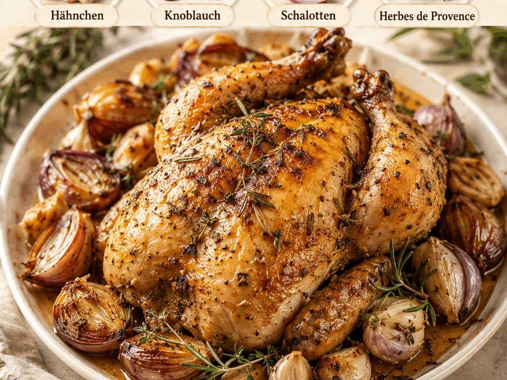 Köstliches Provenzalisches Brathähnchen mit Knoblauch und Schalotten, das Sie unbedingt probieren müssen!
