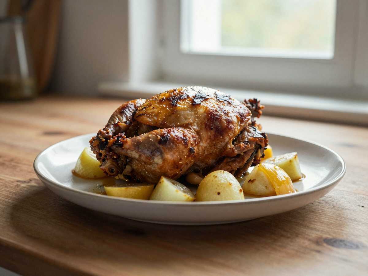 Köstliches Provenzalisches Brathähnchen mit Knoblauch und Schalotten, das Sie unbedingt probieren müssen! – während der Zubereitung