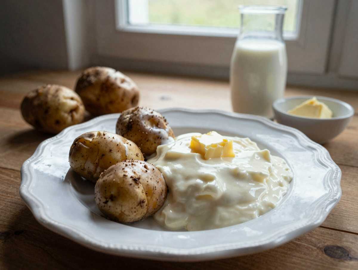 Köstliches Rezept: Cremige Kartoffeln und Erbsen für gemütliche Abende – während der Zubereitung
