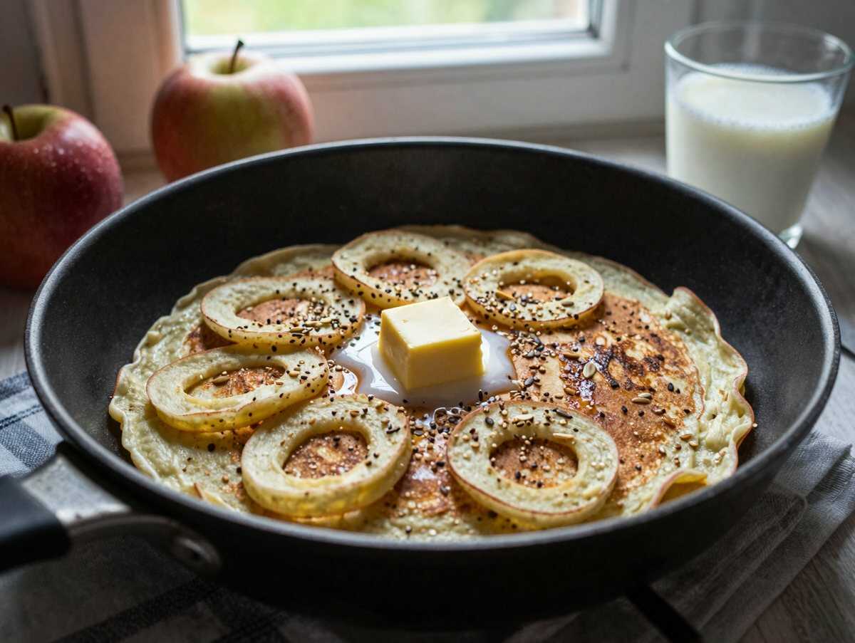 Köstliches Rezept: Der perfekte Apfel-Pfannkuchen zum Nachmachen! – während der Zubereitung