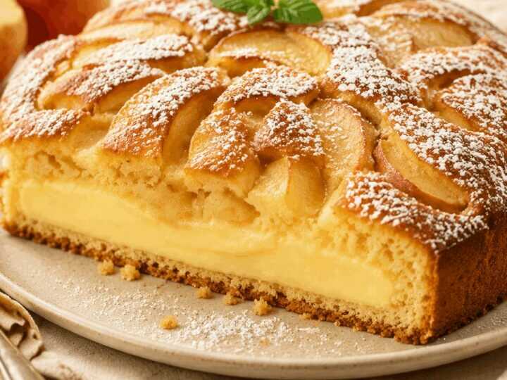 Köstliches Rezept für Apfelkuchen mit Puddingüberraschung!