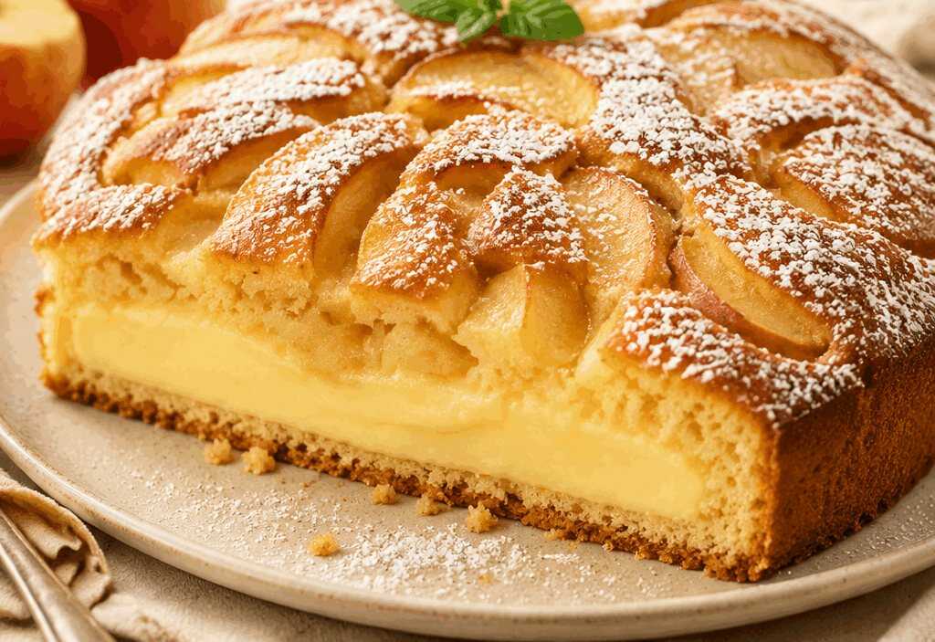 Köstliches Rezept für Apfelkuchen mit Puddingüberraschung!